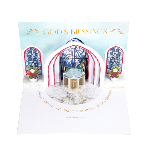 Baptism "God's Blessings" 3D Stand-Up Greeting Card by HOLY BEARS INC.