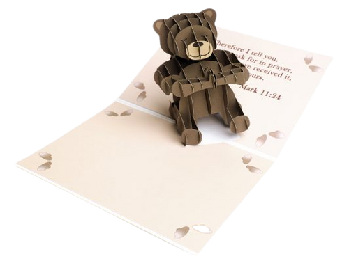 3D Popup Praying Bear Greeting Card