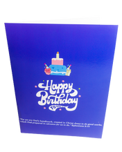 Load image into Gallery viewer, Happy Birthday Blue 3D Popup Cake/Balloons Card