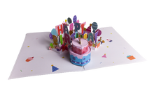 Load image into Gallery viewer, Happy Birthday Blue 3D Popup Cake/Balloons Card