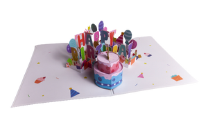 Happy Birthday Blue 3D Popup Cake/Balloons Card