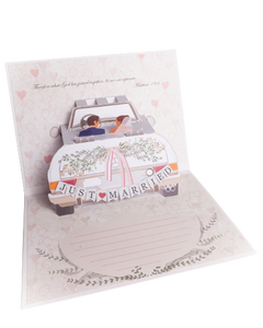 3D Stand-Up Wedding "Just Married" Greeting Card