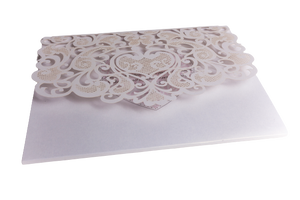 3D Popup Wedding "White Lace" Greeting Card