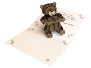 3D Popup Praying Bear Greeting Card
